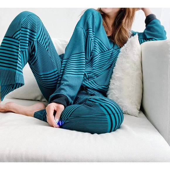 NEW EVA FRANCO brit wit jogger pant in teal and black - Picture 4 of 5